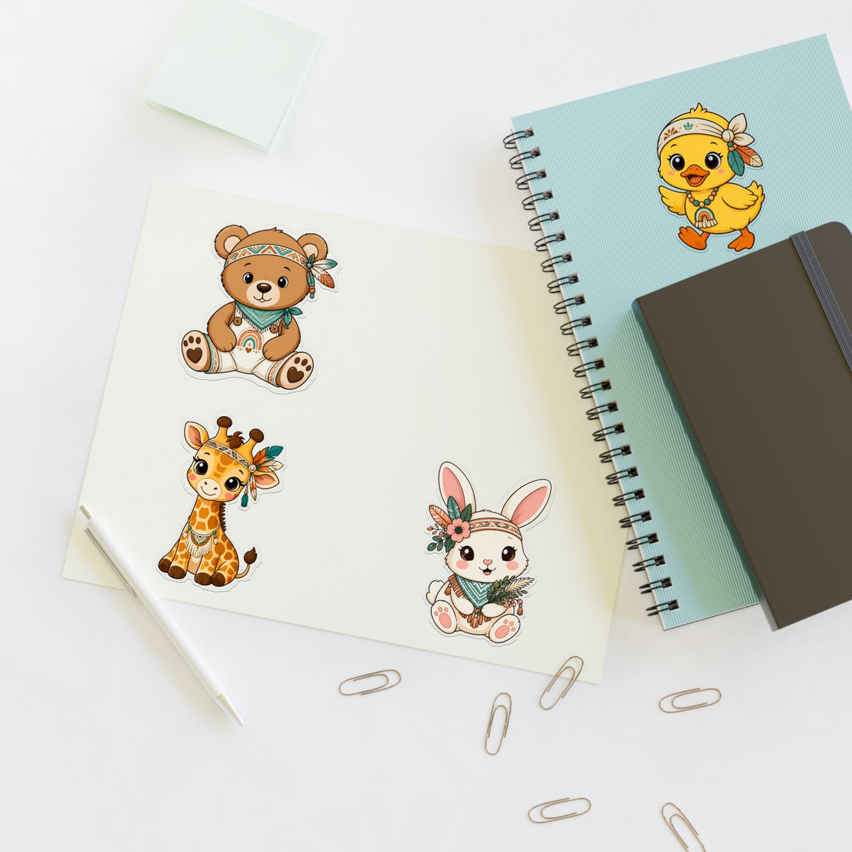 Cute Boho Animals Sticker Sheets