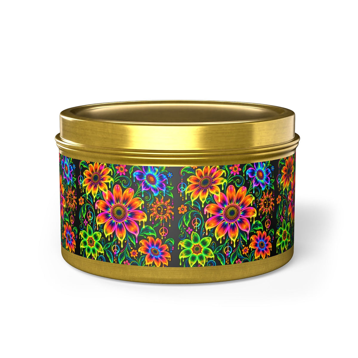 Colorful Floral Tin Candle