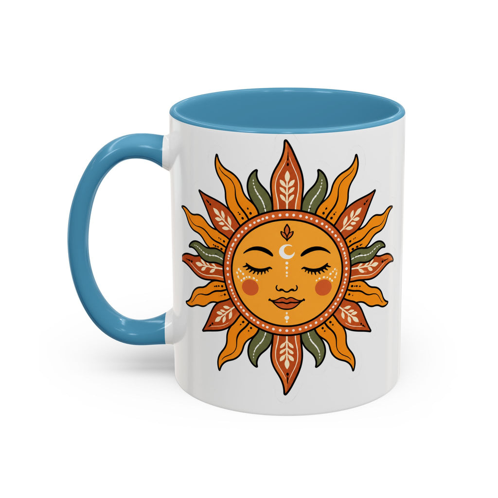 Sunface Accent Coffee Mug — Boho Sun Goddess Ceramic Mug (11/15oz)