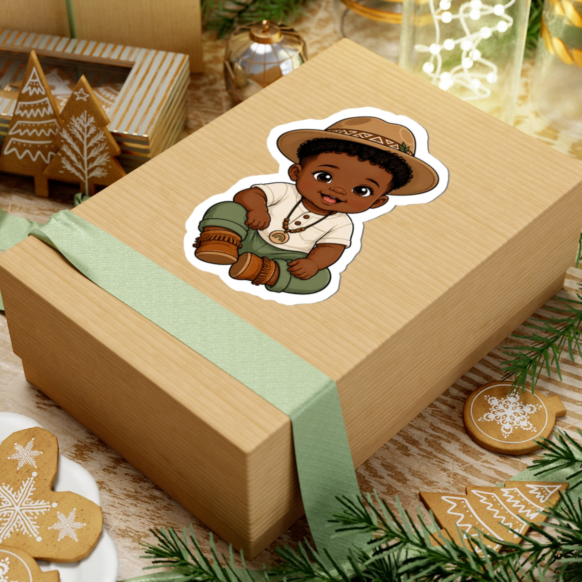 Adorable Black Baby boy Kiss-Cut Sticker