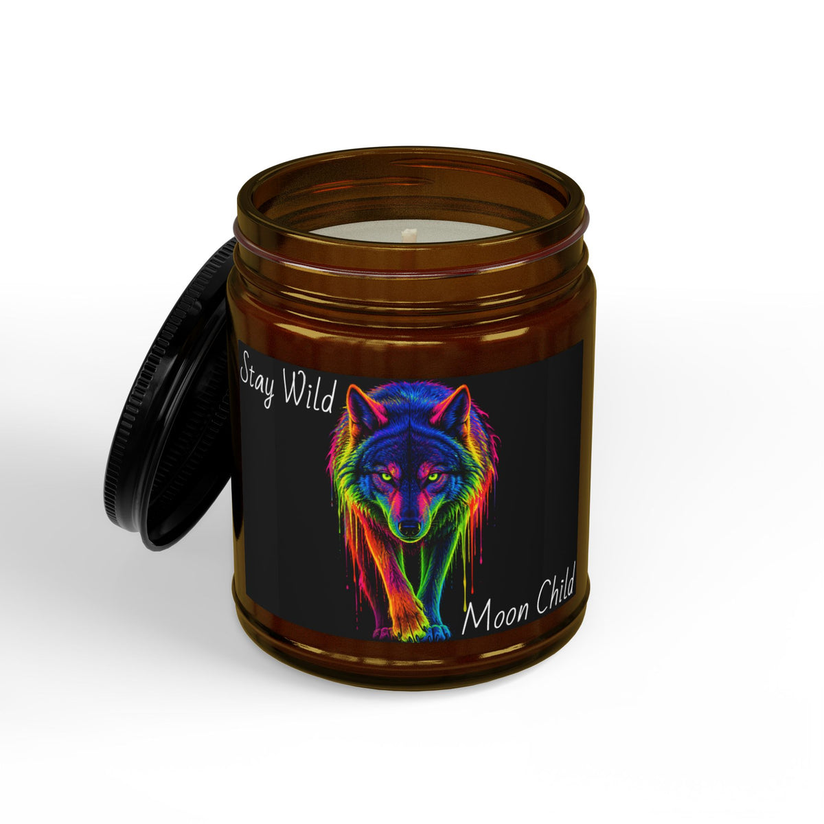 Stay Wild Moon Child Rainbow Wolf Soy Candle