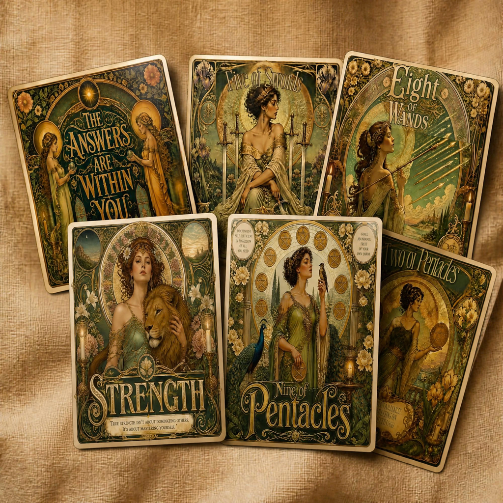 The Golden Lily Printable Tarot Deck (With Tuck Box and Cheat Sheet)