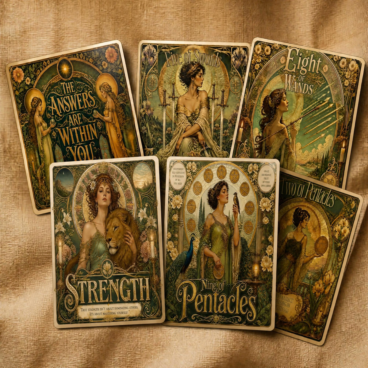 The Golden Lily Printable Tarot Deck (With Tuck Box and Cheat Sheet)
