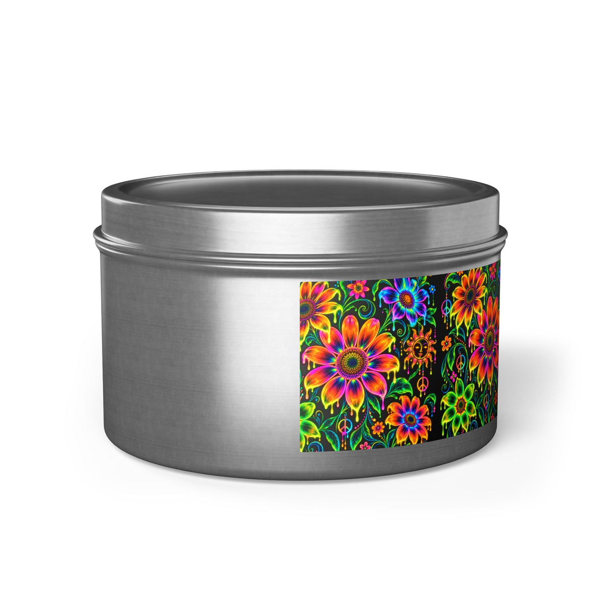 Colorful Floral Tin Candle