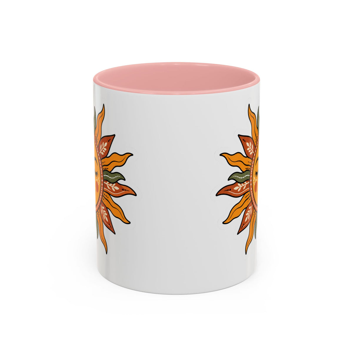 Sunface Accent Coffee Mug — Boho Sun Goddess Ceramic Mug (11/15oz)