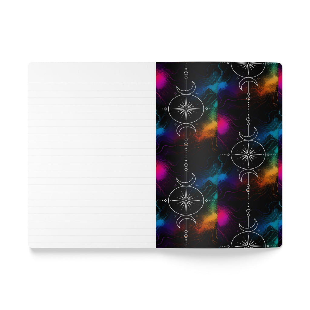 Celestial Compass Softcover Journal — Moon Phases & Starburst Notebook