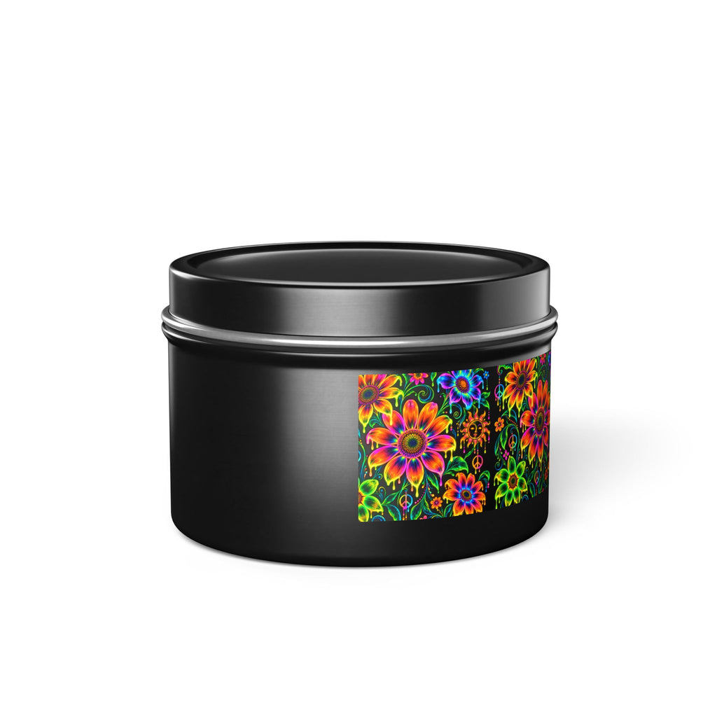 Colorful Floral Tin Candle