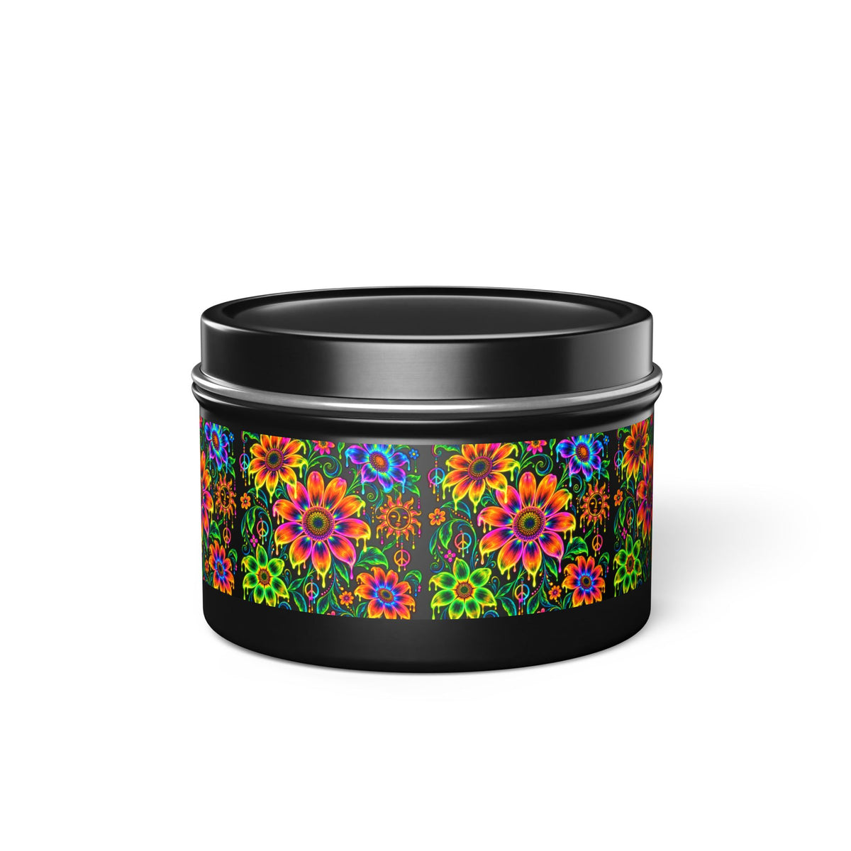 Colorful Floral Tin Candle