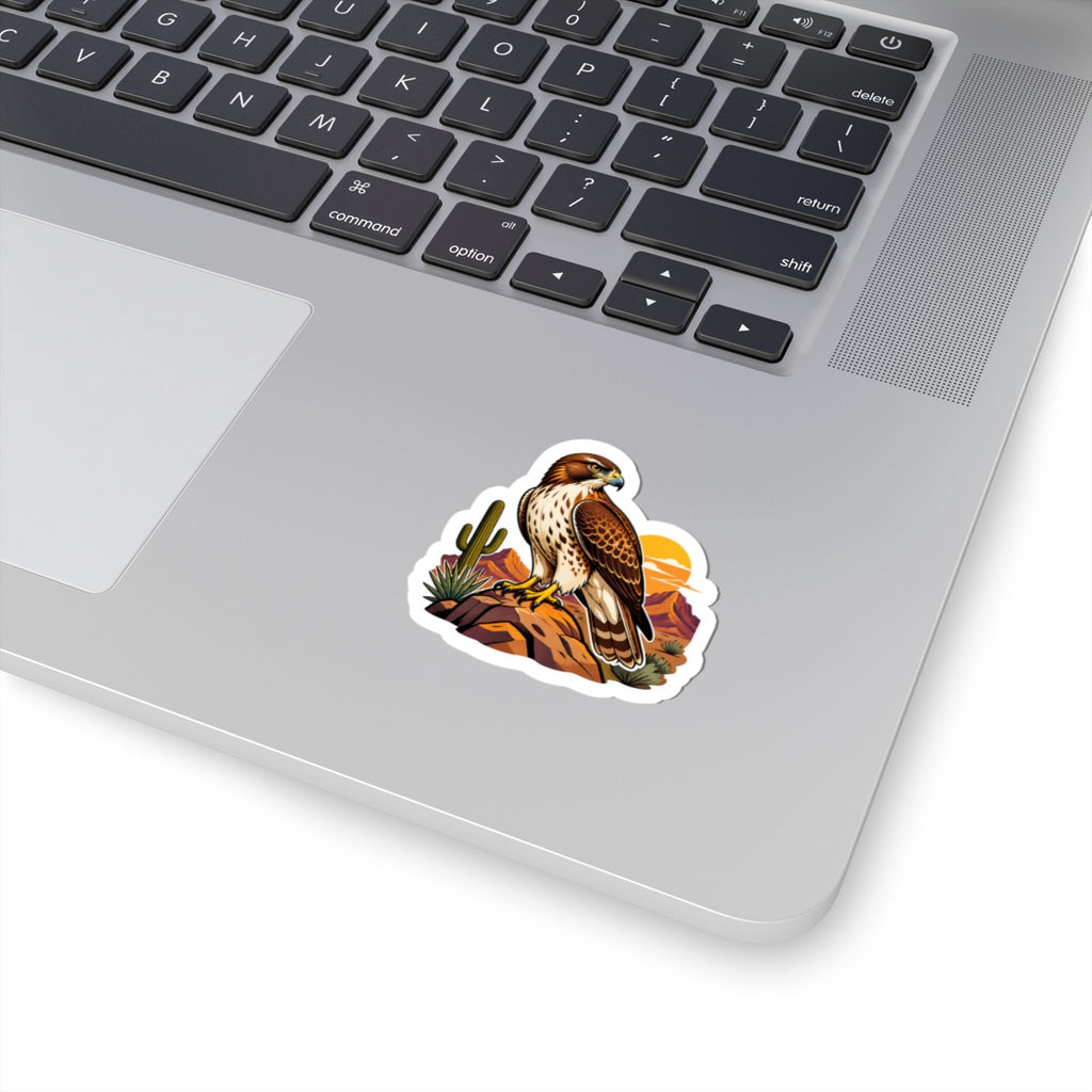 Desert Hawk and Cactus Kiss-Cut Sticker