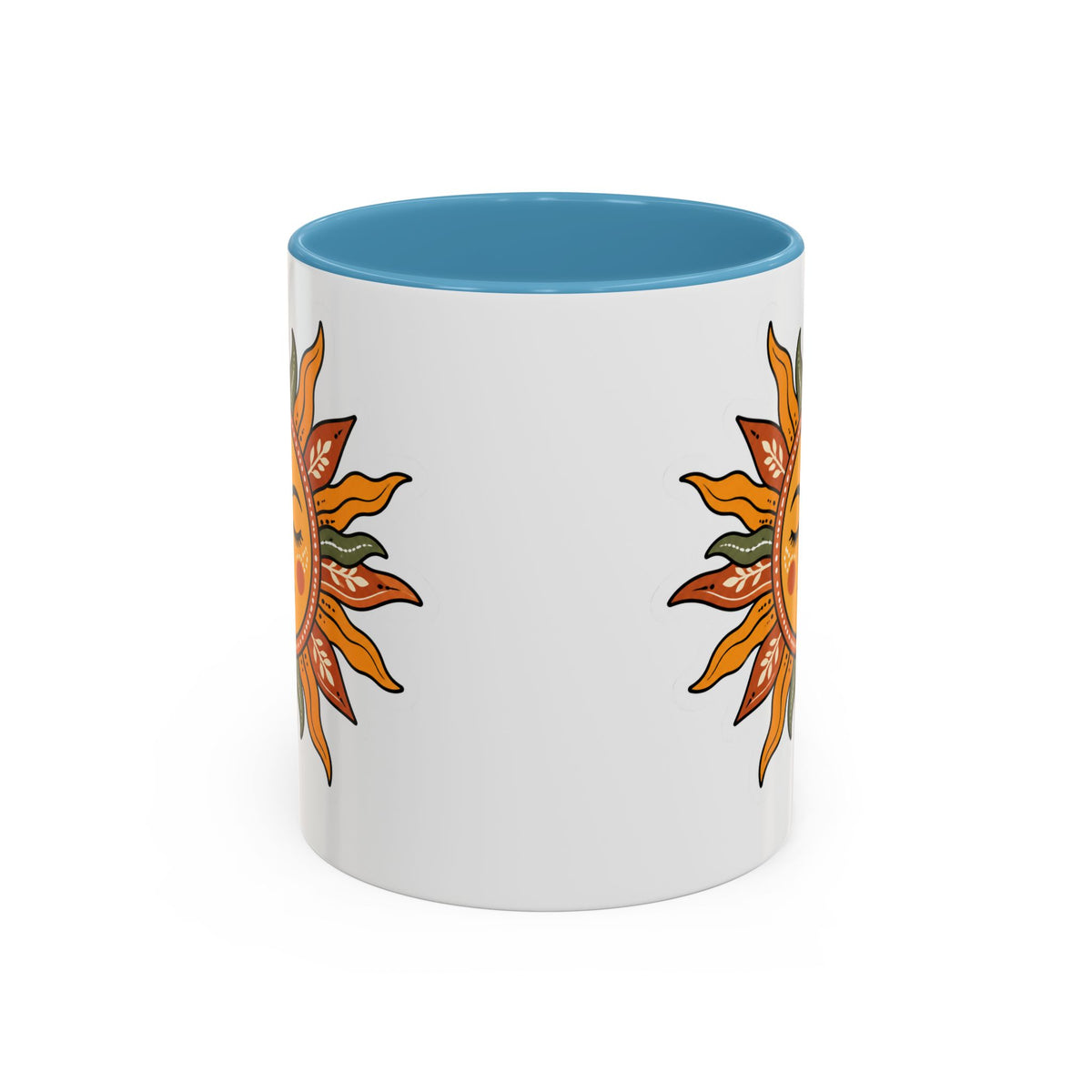 Sunface Accent Coffee Mug — Boho Sun Goddess Ceramic Mug (11/15oz)