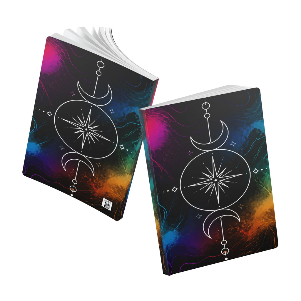 Celestial Compass Softcover Journal — Moon Phases & Starburst Notebook