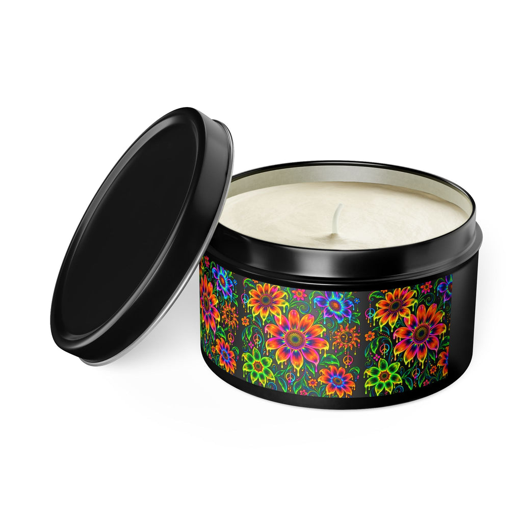 Colorful Floral Tin Candle