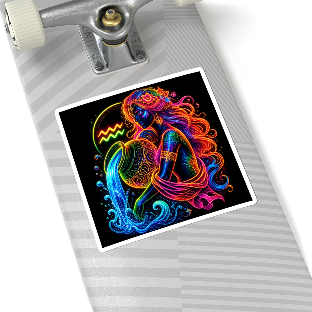 Neon Aquarius Water Bearer Kiss-Cut Sticker