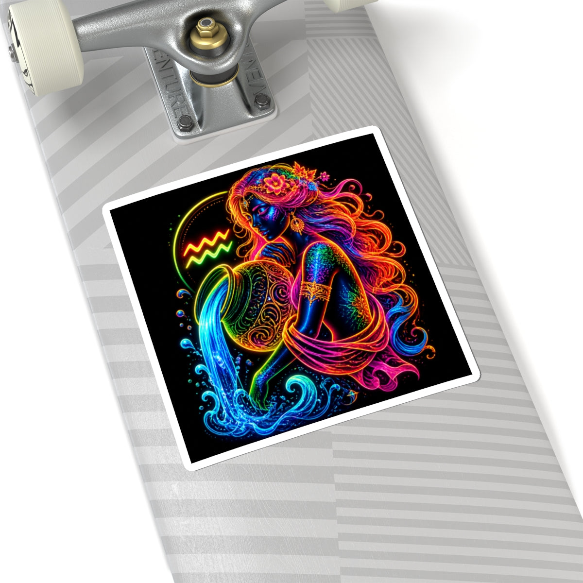 Neon Aquarius Water Bearer Kiss-Cut Sticker