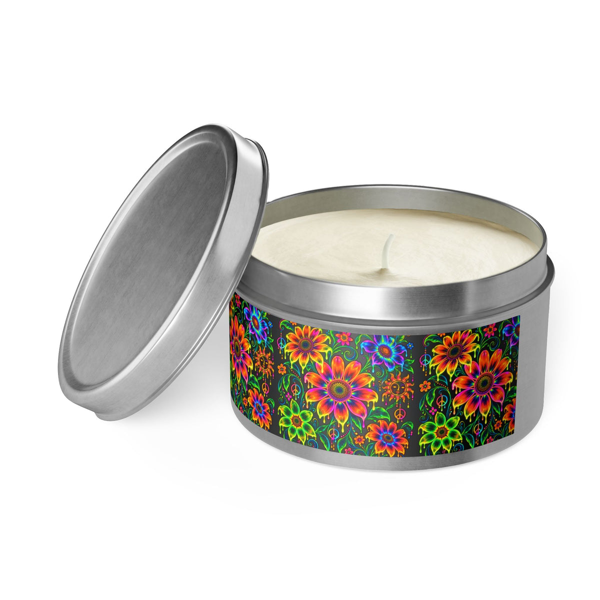Colorful Floral Tin Candle