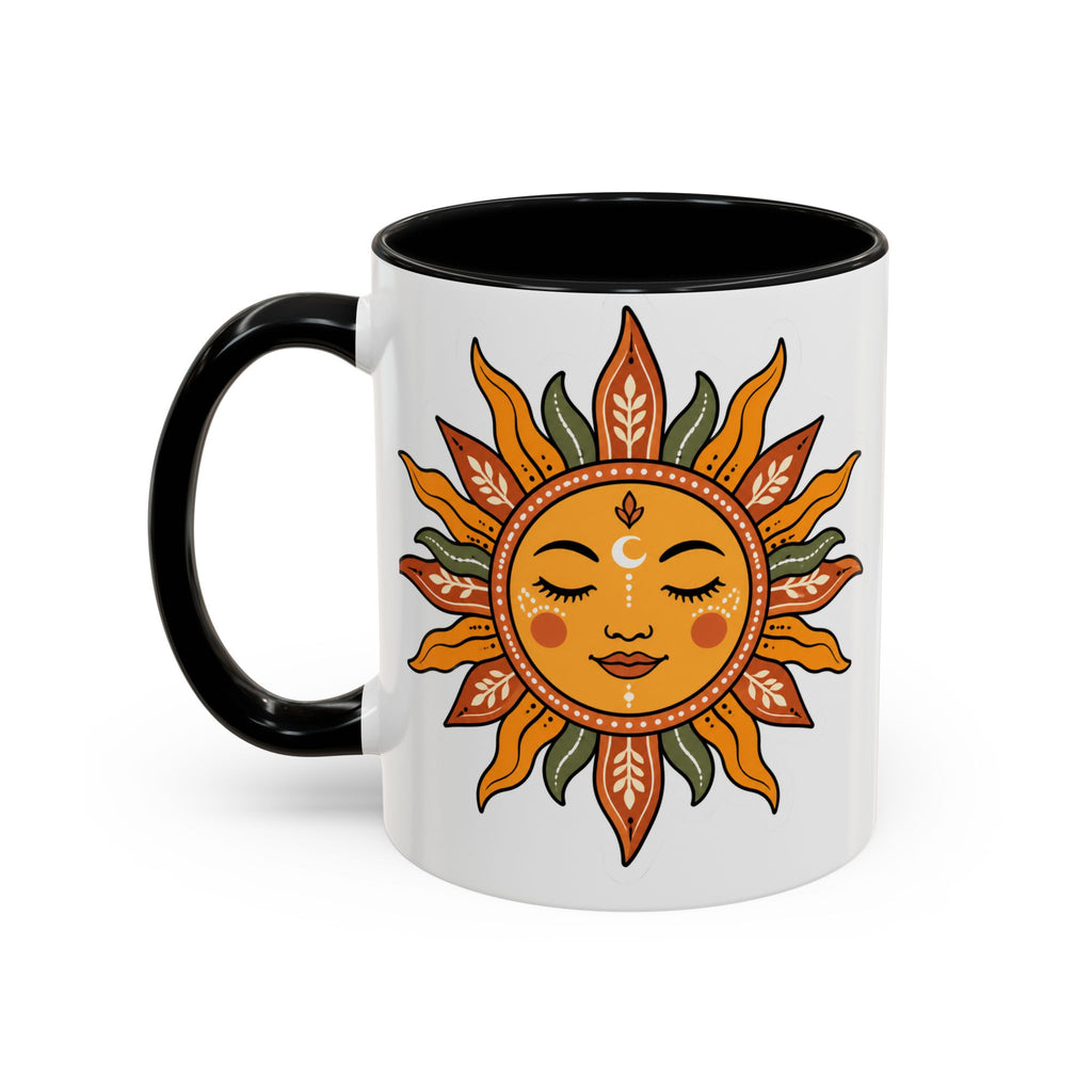 Sunface Accent Coffee Mug — Boho Sun Goddess Ceramic Mug (11/15oz)