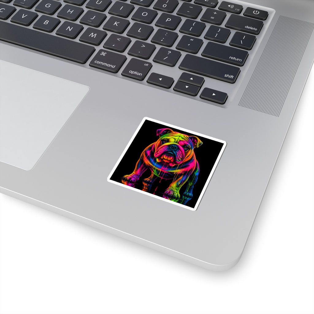 Neon Rainbow Bulldog Kiss-Cut Sticker