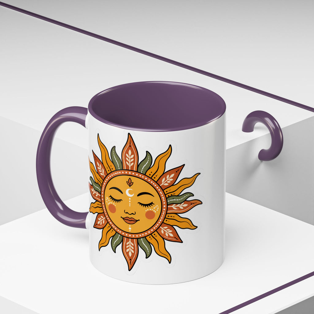 Sunface Accent Coffee Mug — Boho Sun Goddess Ceramic Mug (11/15oz)