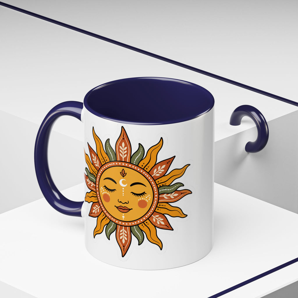 Sunface Accent Coffee Mug — Boho Sun Goddess Ceramic Mug (11/15oz)