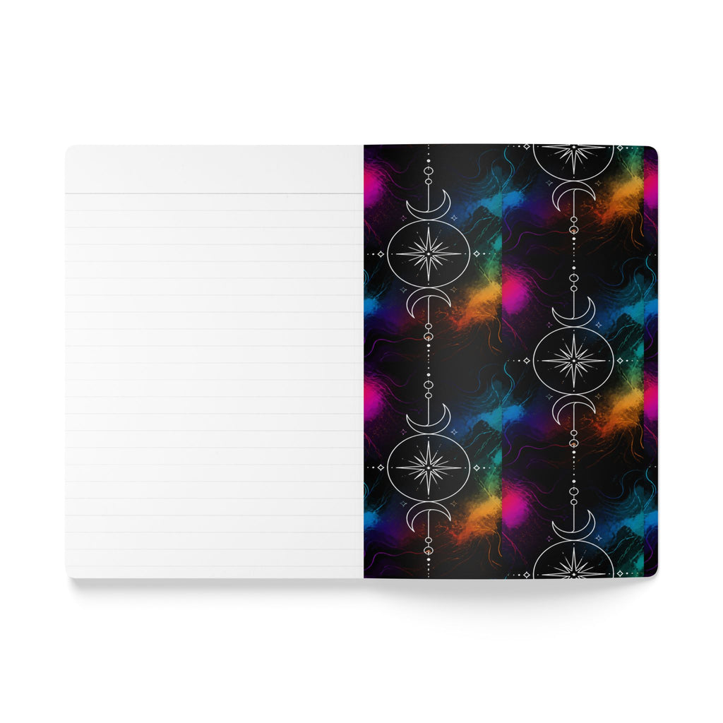 Celestial Compass Softcover Journal — Moon Phases & Starburst Notebook