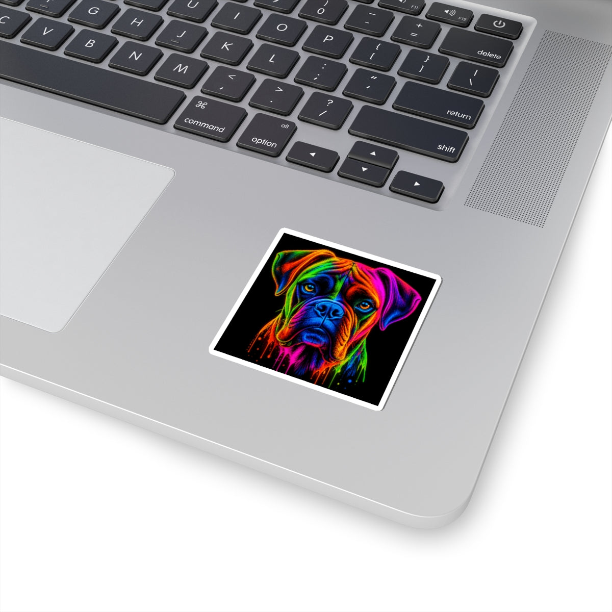 Rainbow Boxer Dog Kiss-Cut Sticker