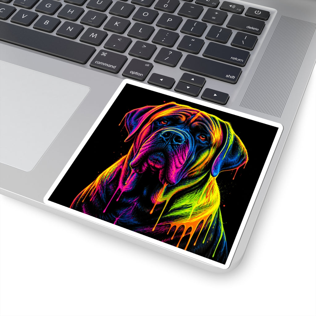 Neon Rainbow Mastiff Dog Kiss-Cut Sticker