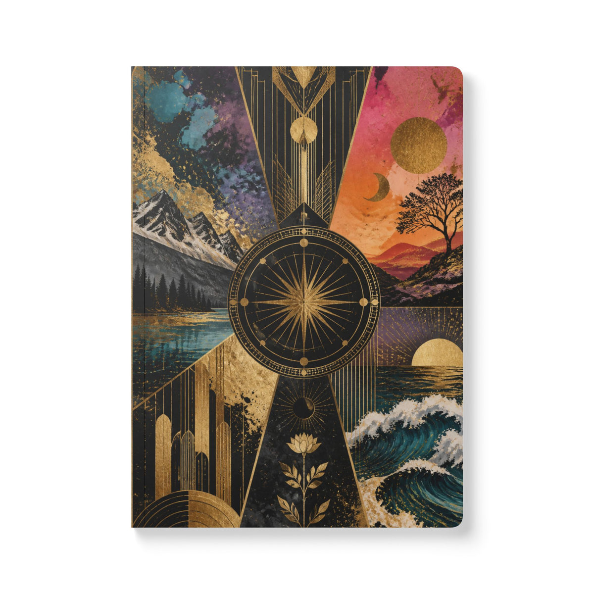 Fractured Gold Tarot Softcover Journal — Celestial Nature Art Notebook with Inside Prints