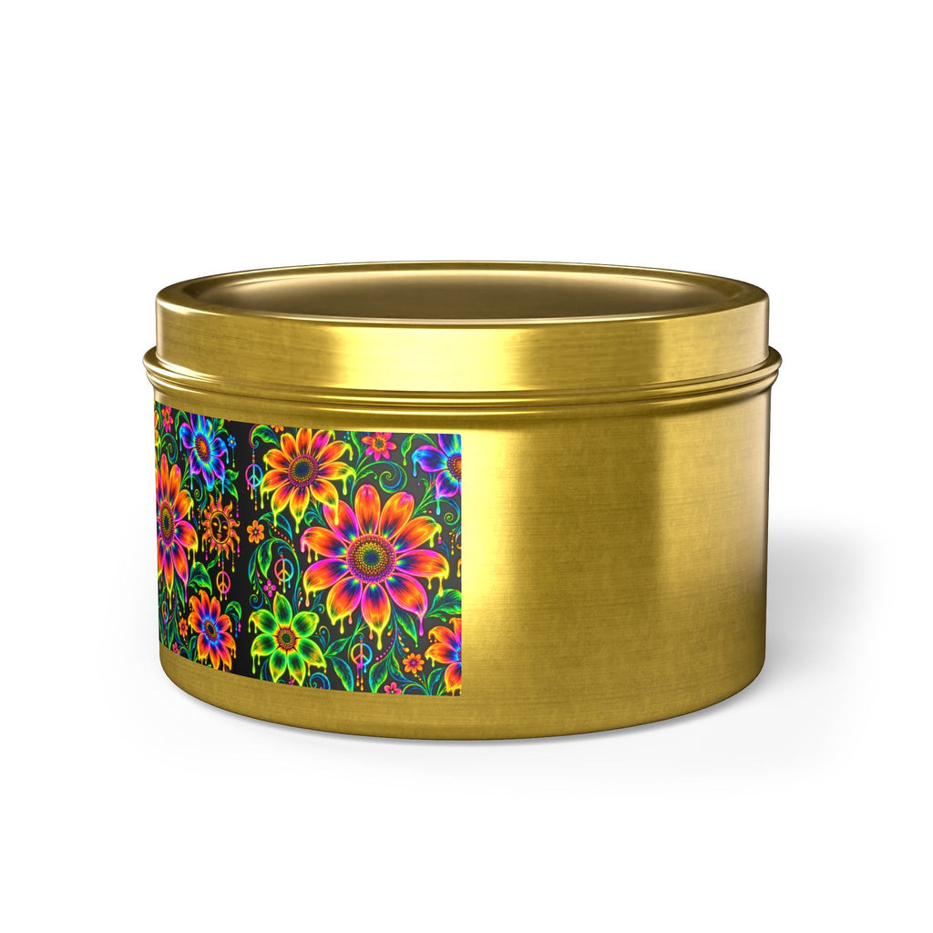 Colorful Floral Tin Candle