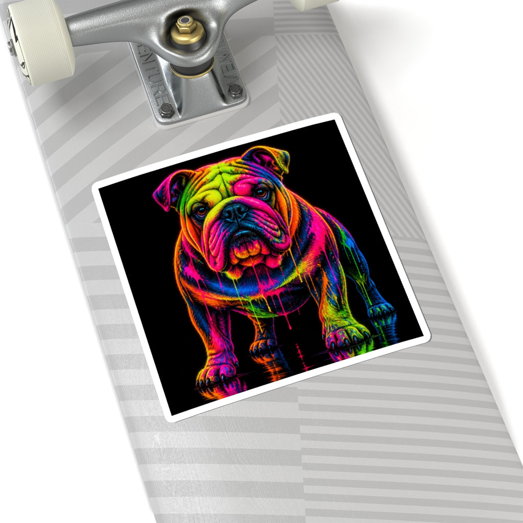 Neon Rainbow Bulldog Kiss-Cut Sticker
