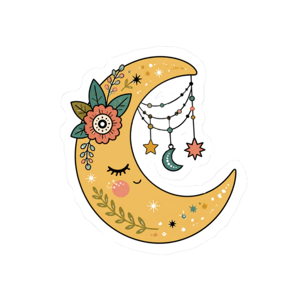 Celestial Crescent Moon Kiss-Cut Sticker