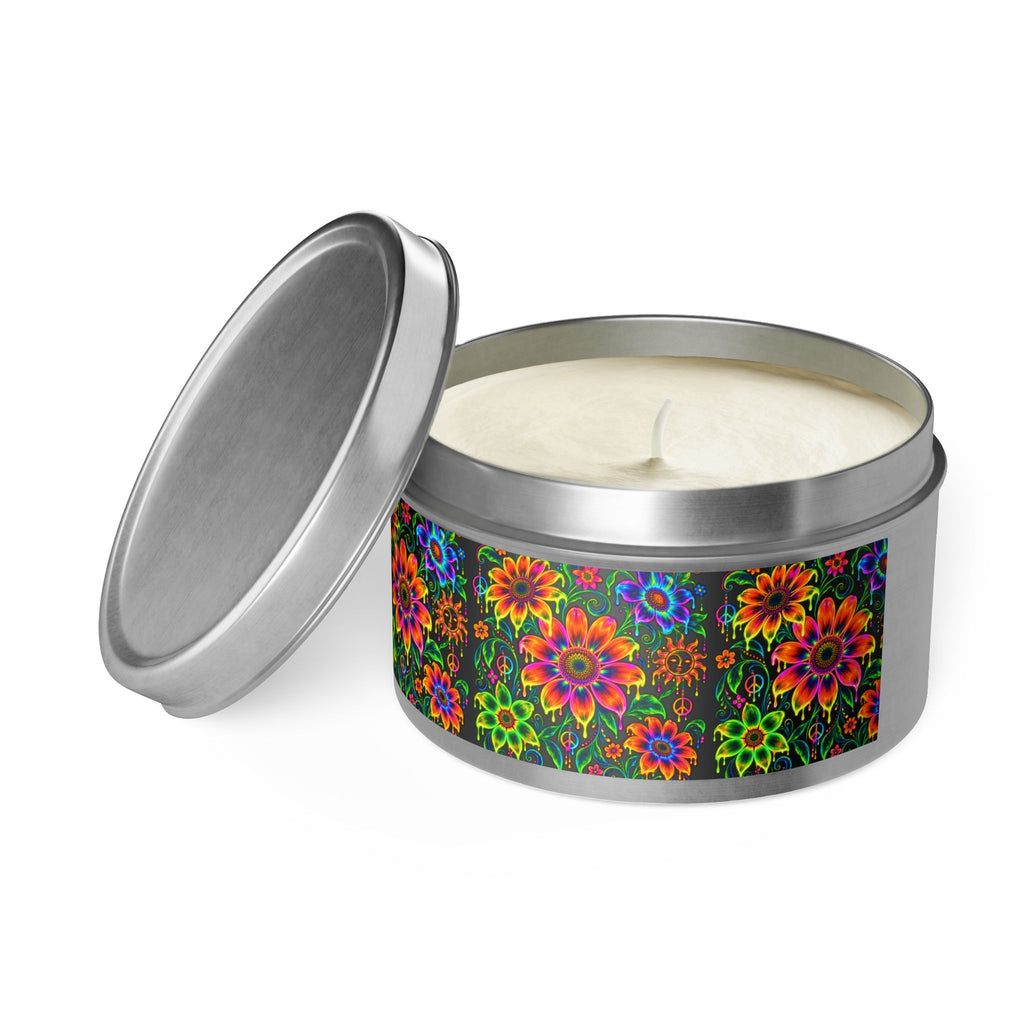 Colorful Floral Tin Candle
