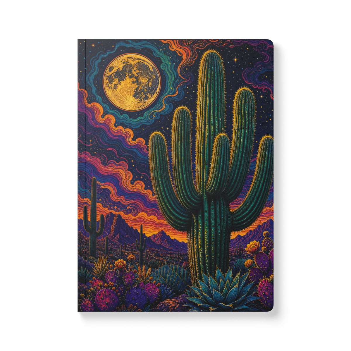 The Dreaming Desert Oracle Journal — Psychedelic Saguaro Softcover Notebook