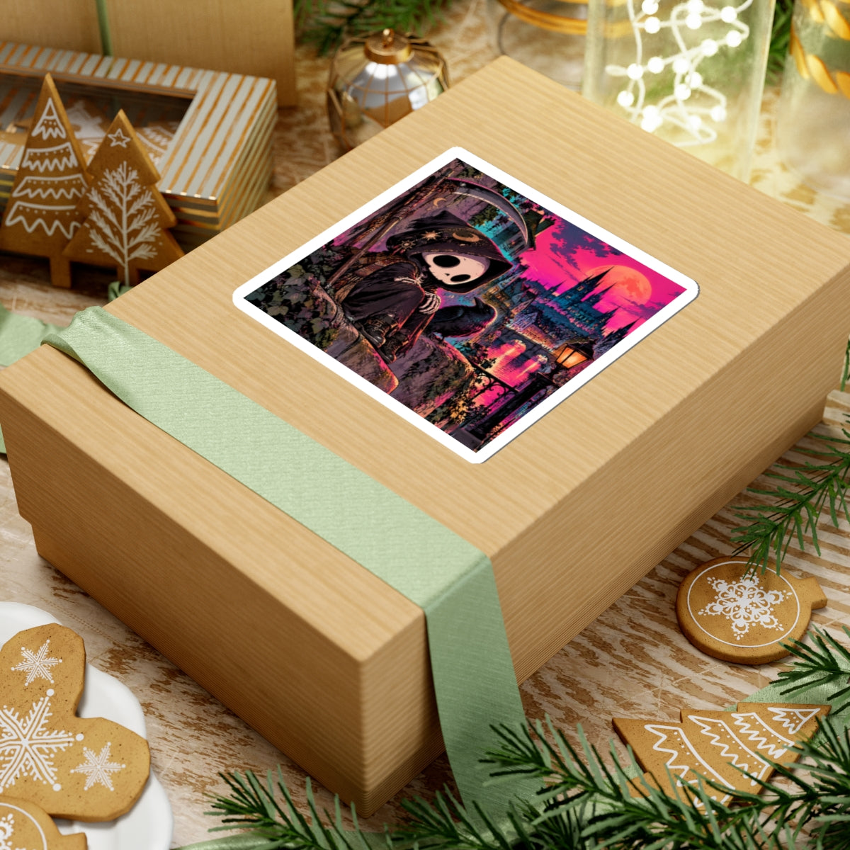 Gothic Grim Reaper Raven Kiss-Cut Sticker