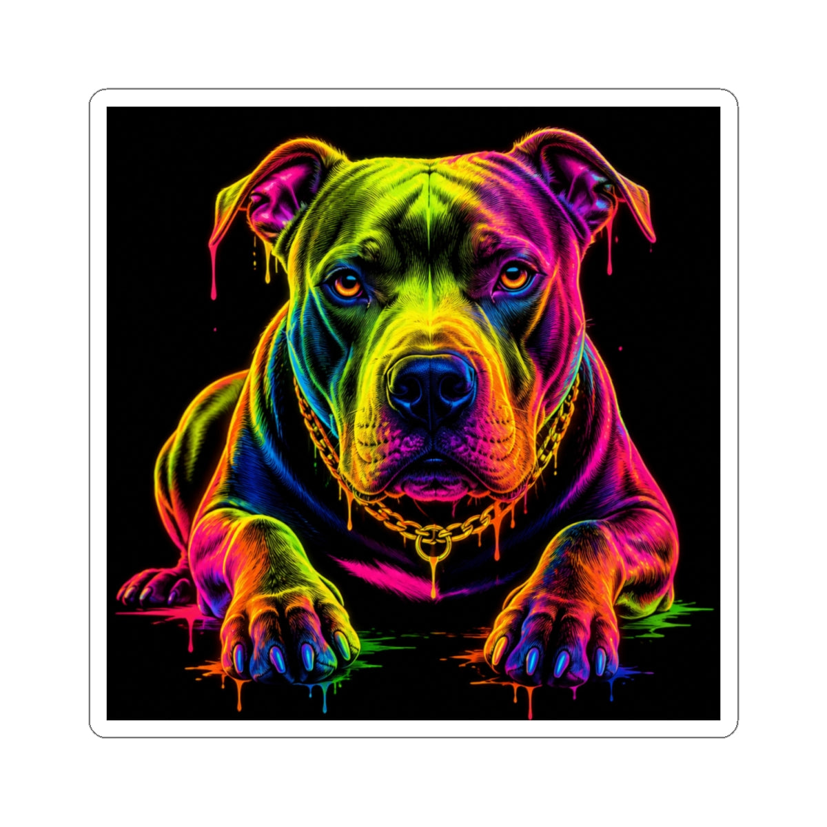 Neon Pit Bull Kiss-Cut Sticker