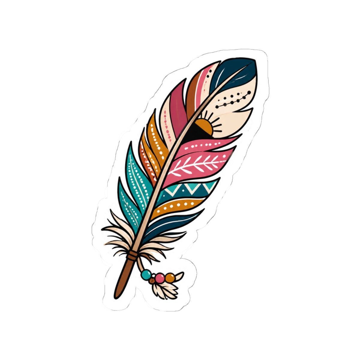 Colorful Boho Feather Kiss-Cut Sticker