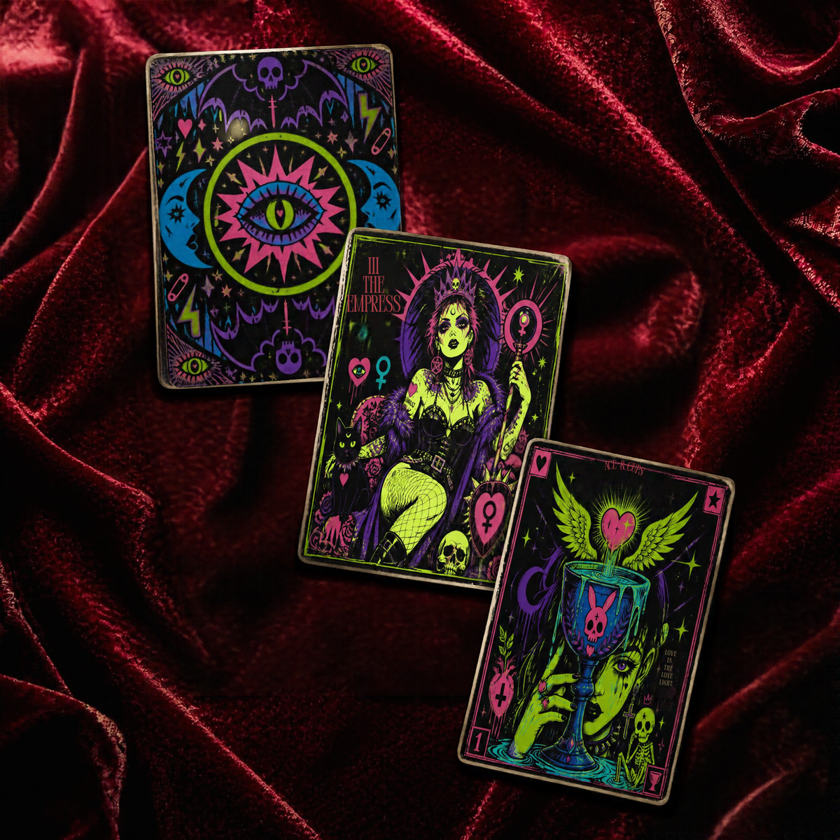 The Neon Rebellion Printable Tarot Deck (With Tuck Box and Cheat Sheet)