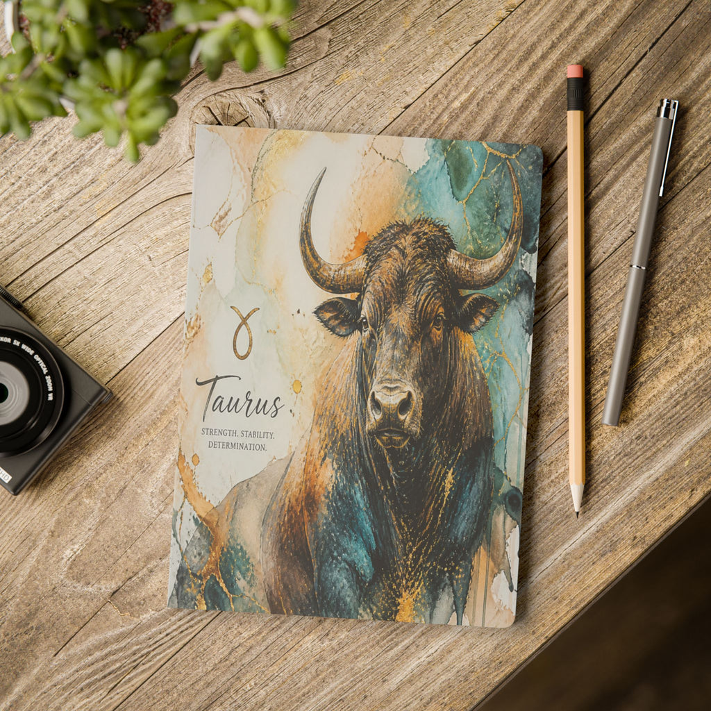 Taurus Bull Softcover Journal — Zodiac Notebook with Inspirational Traits