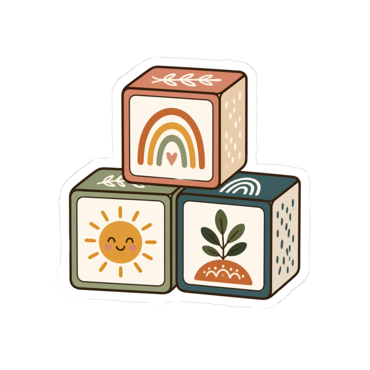 Boho Rainbow, Sunshine & Botanical Blocks Kiss-Cut Sticker