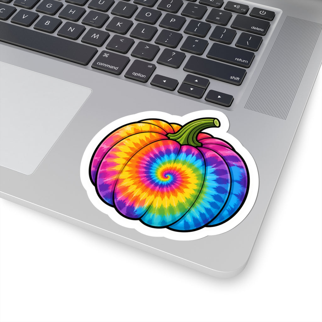 Tie-Dye Pumpkin Sticker — Colorful Fall & Halloween Laptop Decal