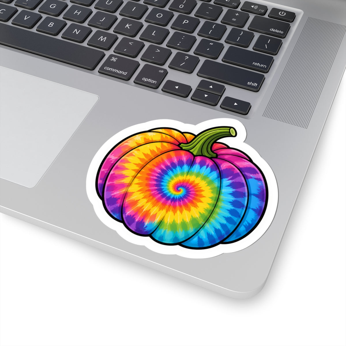 Tie-Dye Pumpkin Sticker — Colorful Fall & Halloween Laptop Decal