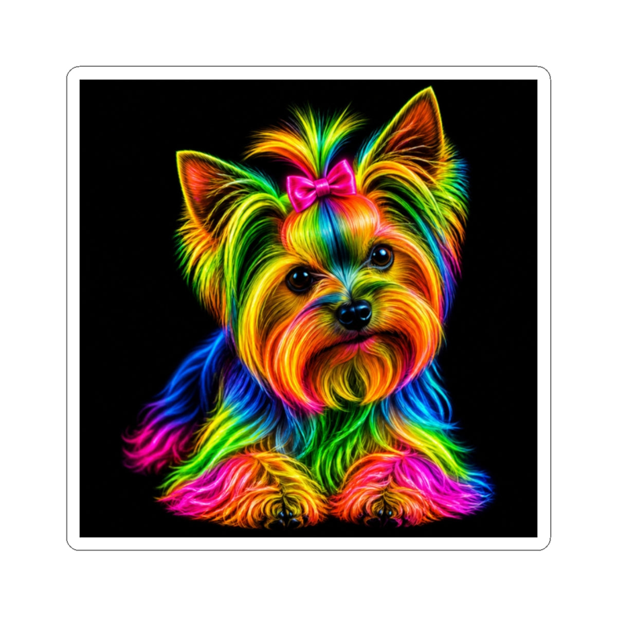 Rainbow Yorkie Kiss-Cut Sticker