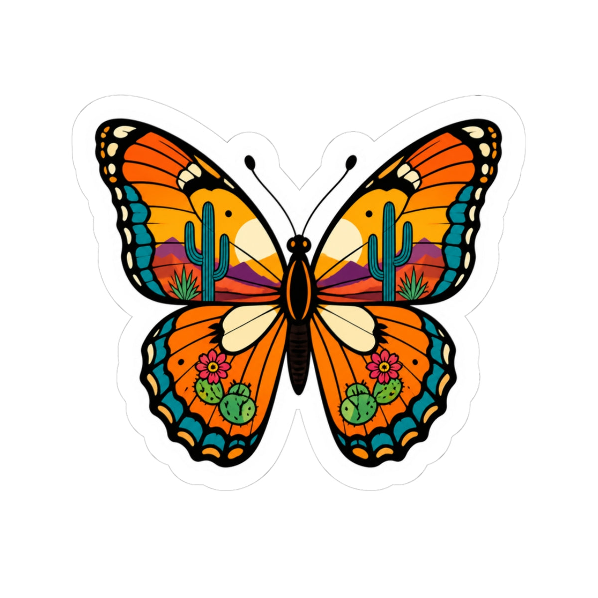 Colorful Desert Butterfly Kiss-Cut Sticker