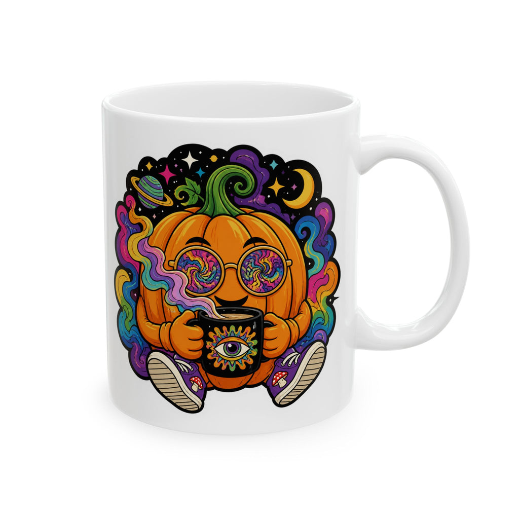 Psychedelic Pumpkin Mug — Colorful Rainbow Pumpkin Ceramic Coffee Cup (11oz & 15oz)