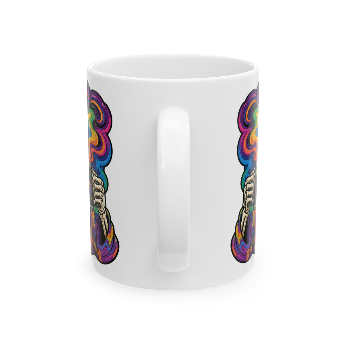 Psychedelic Skull Mug — Colorful Skeleton Space Tea Coffee Cup (11oz/15oz)