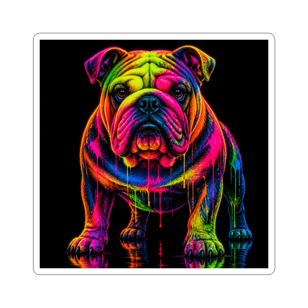 Neon Rainbow Bulldog Kiss-Cut Sticker