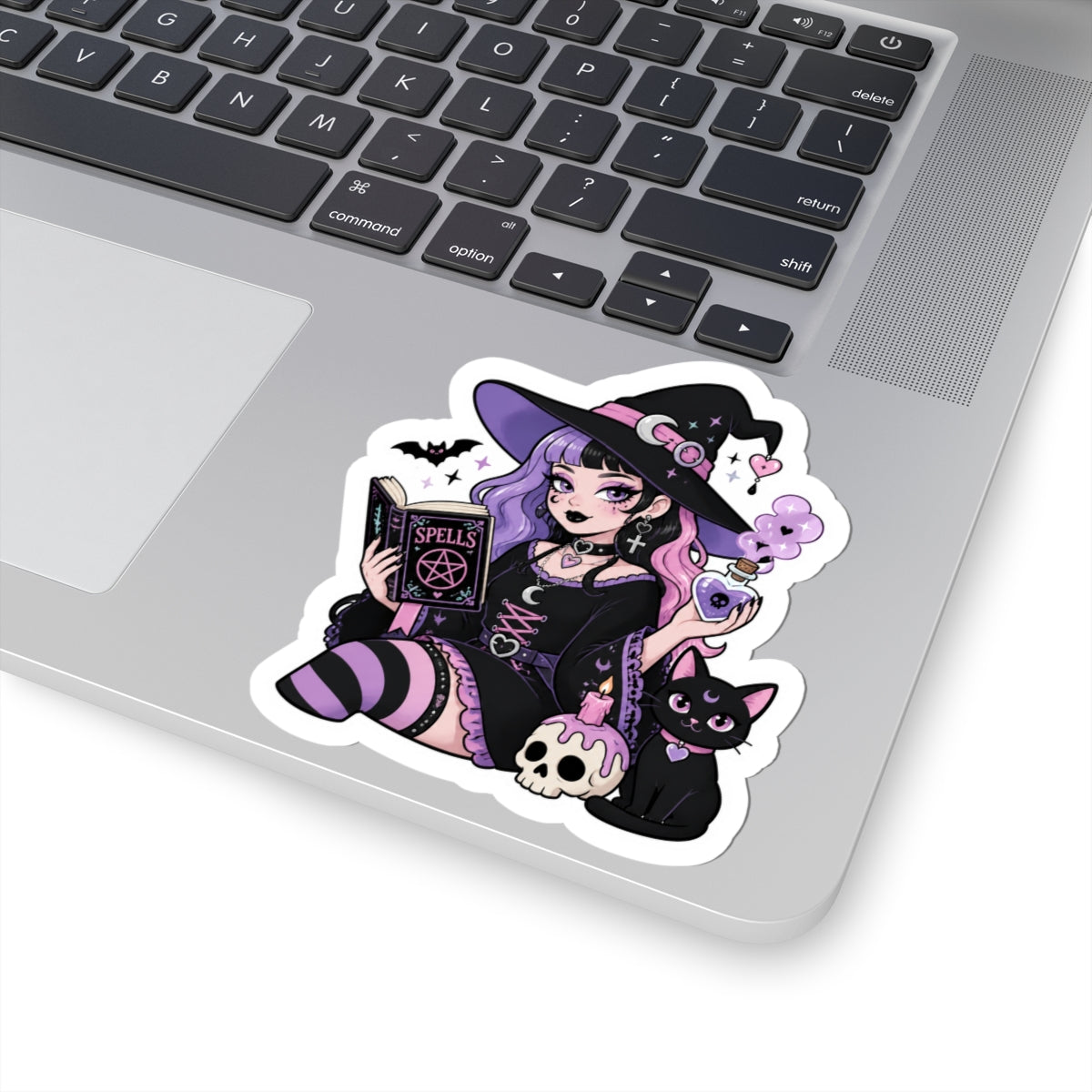 Pastel Gothic Witch Cat Kiss-Cut Sticker