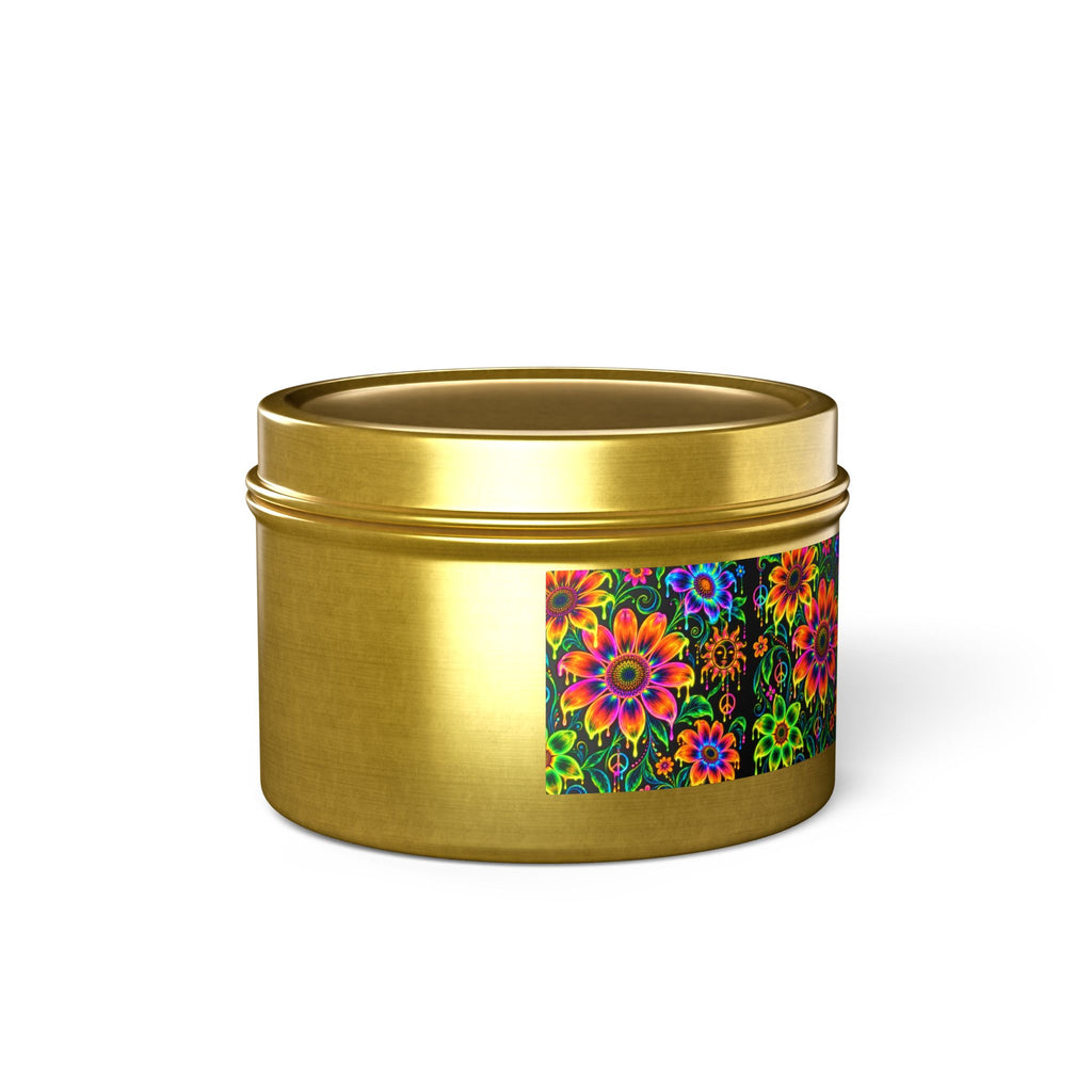 Colorful Floral Tin Candle