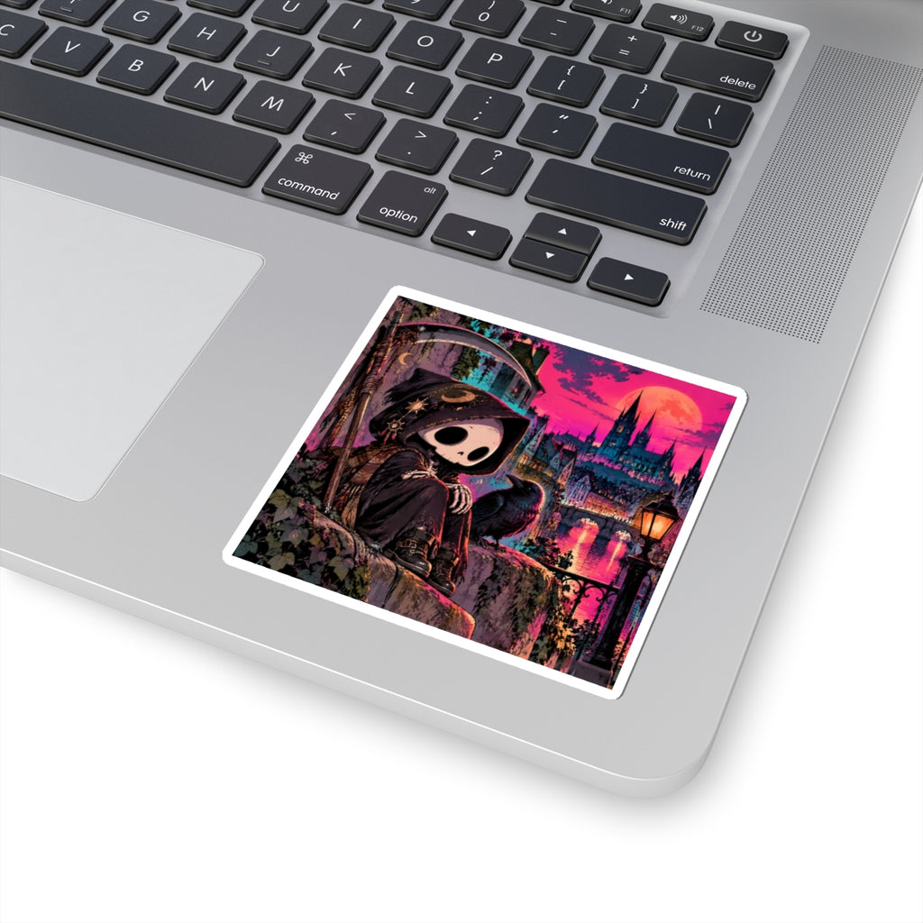 Gothic Grim Reaper Raven Kiss-Cut Sticker