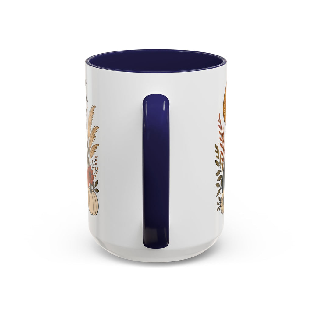 Halloween Ghost & Black Cat Accent Coffee Mug — Spooky Pumpkin Fall Coffee Cup (11/15oz)