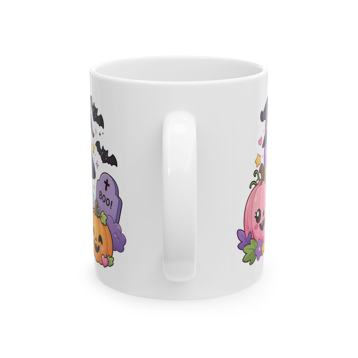 Cute Halloween Mug – Kawaii Pumpkins, Black Cat & Ghosts Ceramic Coffee Cup (11oz/15oz)